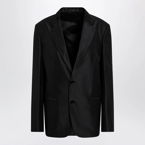 GUCCI Oversized fine silk faille jacket in black