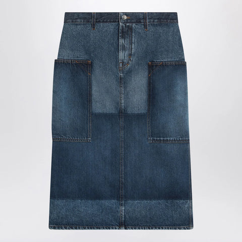 GUCCI Patchwork blue skirt in denim