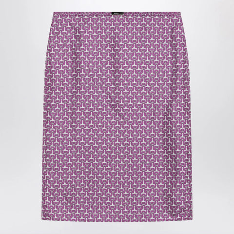 GUCCI Pink pencil skirt with horsebit print