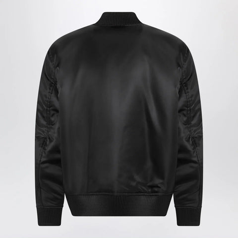 GUCCI Reversible bomber jacket in black/white mouliné fabric