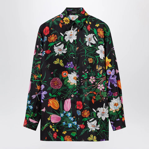 GUCCI Silk Twill Shirt With Flora Print