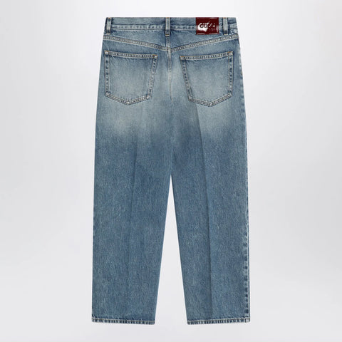 GUCCI Straight light blue jeans with faded effect