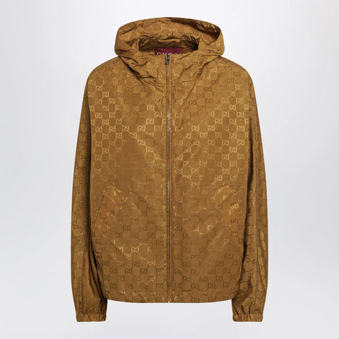 GUCCI Technical jacquard jacket with brown GG pattern