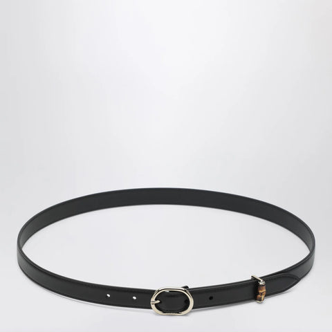 GUCCI Thin black belt with oval buckle