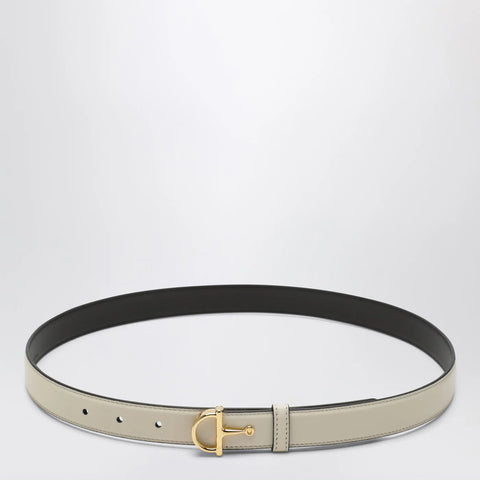 GUCCI Thin ivory belt with Half Horsebit buckle
