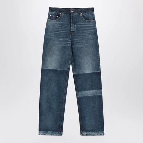 GUCCI Two-tone wide-leg jeans with stone-washed treatment