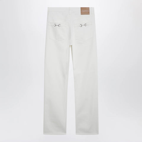 GUCCI White trousers with Horsebit detail