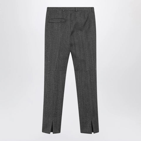 GUCCI White/black mouliné fabric trousers