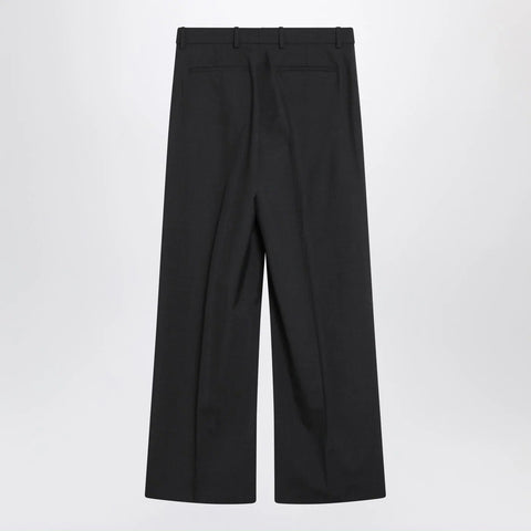 GUCCI Wide-leg grey wool trousers