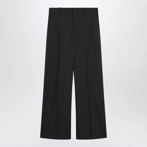 GUCCI Wide-leg grey wool trousers