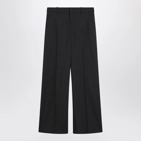 GUCCI Wide-leg grey wool trousers