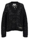 Ganni Black Crochet V-neck Sweater