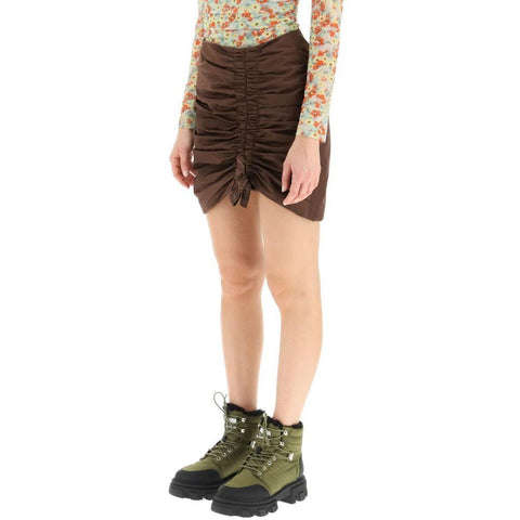 Ganni Brown Acetate Mini Skirt