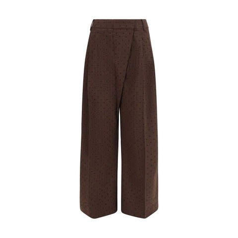 Ganni Brown Elastane Casual Pants