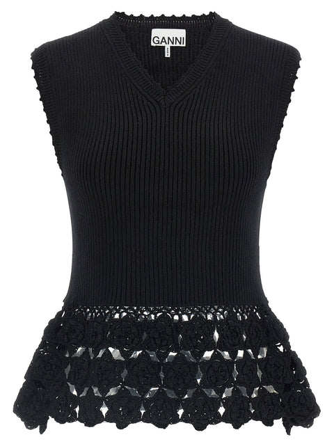 Ganni Cotton Crochet Vest
