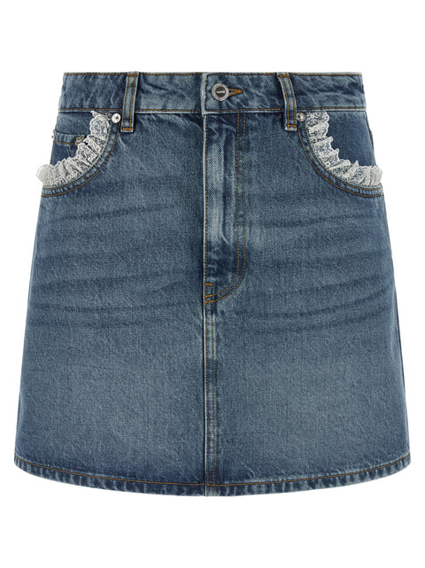 Ganni Denim And Lace Skirt