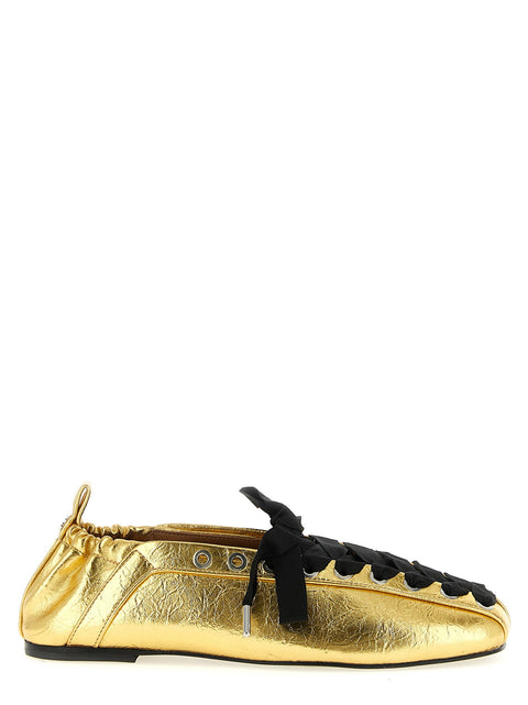 Ganni Lace-up Ballet Flats