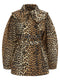 Ganni Leopard Duchesse Nylon Short Trench Coat