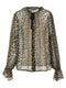 Ganni Leopard Print Chiffon Tie String Shirt