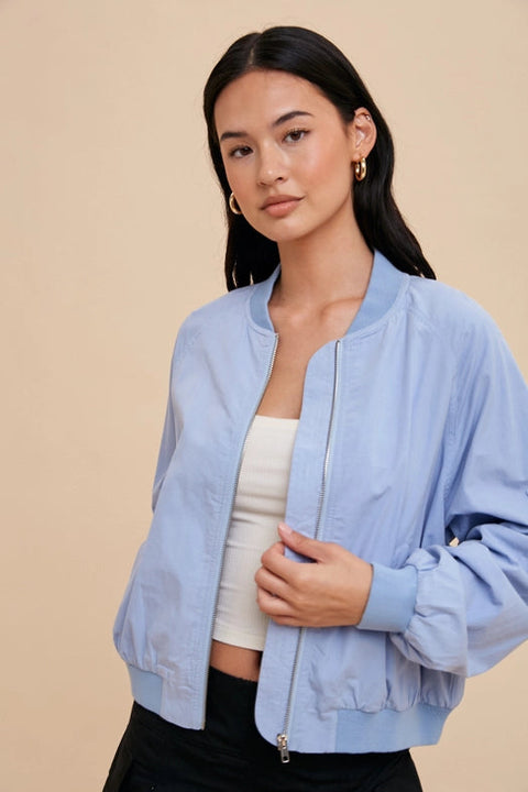 Garment Washed Bomber Jacket PERENNIAL BLUE-Jacket-In Loom-S-Urbanheer