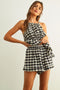 Gingham Fabric Shorts - Black