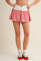 Gingham Print Ruched Waistband Mini Skort