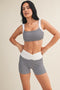 Gingham Print Scrunched Strap Sports Bra