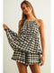 Gingham Sleeveless Elastic Band Waist Top - Black