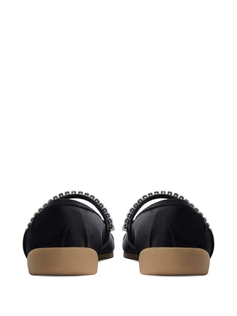 Giuseppe Zanotti Silk Satin Rhinestone Flat Shoes