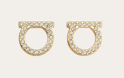 Gold-Tone Crystal Gancini Stud Earrings