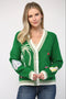 Golf Embroidered Patch Cardigan - GREEN
