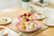 Grace Teaware - Red Josephine Stripes and Dots Fine Porcelain 2-Tier Server