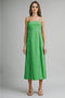 Green Scalloped Trim Midi Dress