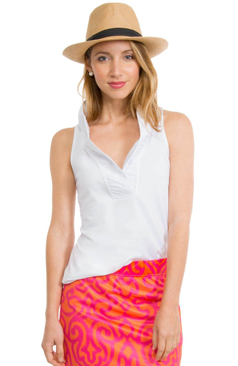 Gretchen Scott LLC - Jersey Sleeveless Ruffneck Top - Solid: White / L