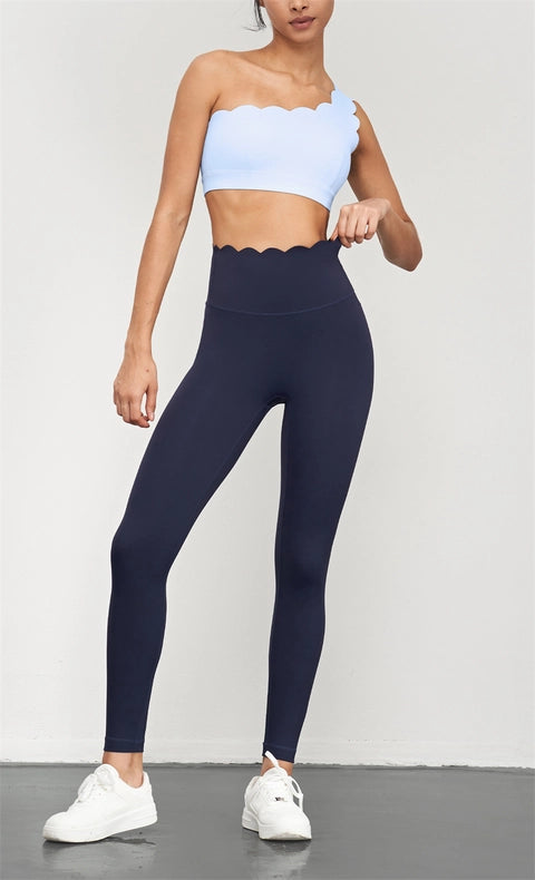 Helena Scallop High Waist Leggings Navy-Leggings-91thelabel-S-Urbanheer