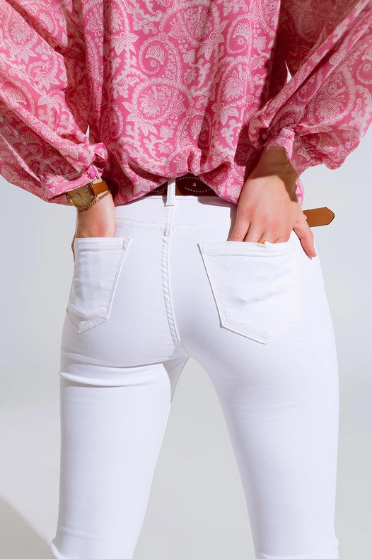 High Rise Basic Flared Jeans In White