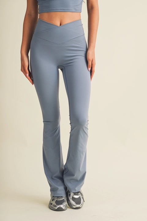 High Waist Crossover Flare Leggings