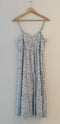 Floral Scallop Sleeveless Midi Dress - Blue/White/Yellow