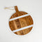 India Handicrafts Inc - Round Acacia Wood Serving Board with White Stripe