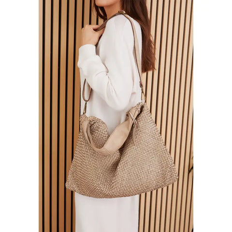 Intrecciato (Braided) Shoulder Beige-Shoulder bag-MILIO MILANO-ONE SIZE-Urbanheer