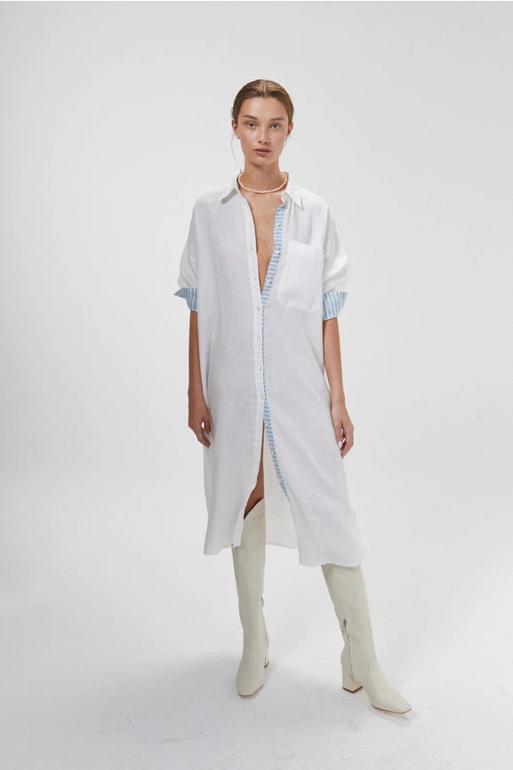 Island Linen Midi Dress - White-Dress-Lanhtropy-XS-White-Urbanheer