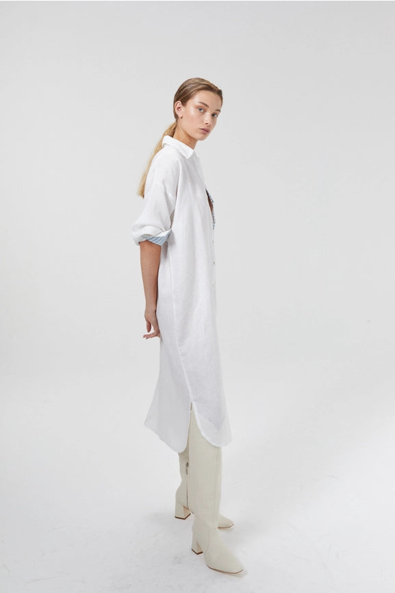 Island Linen Midi Dress - White-Dress-Lanhtropy-XS-White-Urbanheer