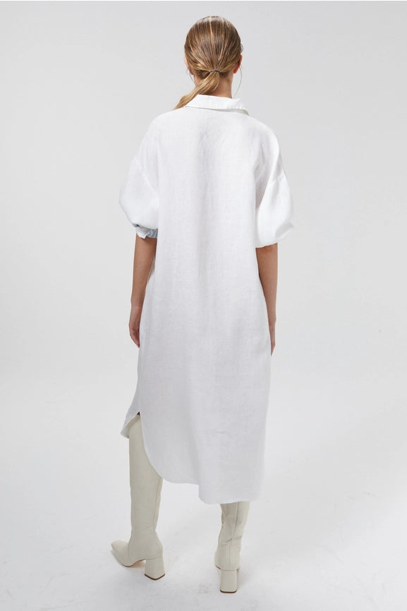 Island Linen Midi Dress - White-Dress-Lanhtropy-XS-White-Urbanheer
