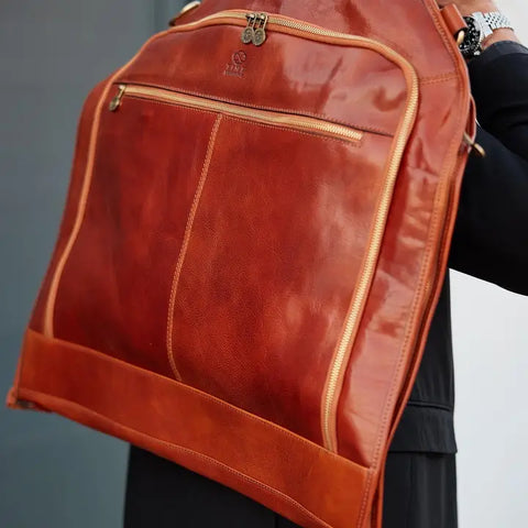 Italian Leather Garment Bag - Travels with Charley Cognac-Garment Bags-Time Resistance-Cognac-Urbanheer
