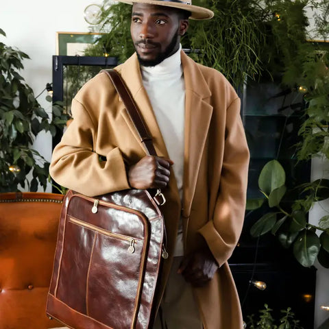 Italian Leather Garment Bag - Travels with Charley-Garment Bags-Time Resistance-Brown-Urbanheer