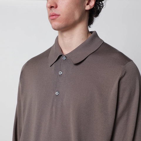 JOHN SMEDLEY Finchley moss beige cotton polo shirt