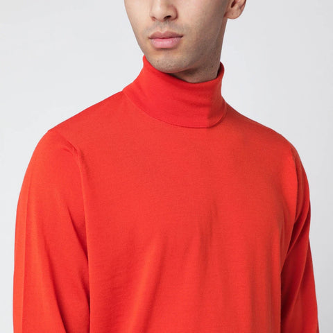 JOHN SMEDLEY Orange wool turtleneck sweater