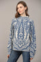 Jacquard Knit Mock Neck Sweater-Sweater-FATE-S-CREAM BLUE-Urbanheer