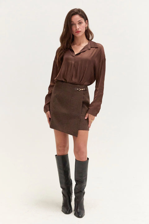 Jamey Wool Blend Mini Wrap Skirt