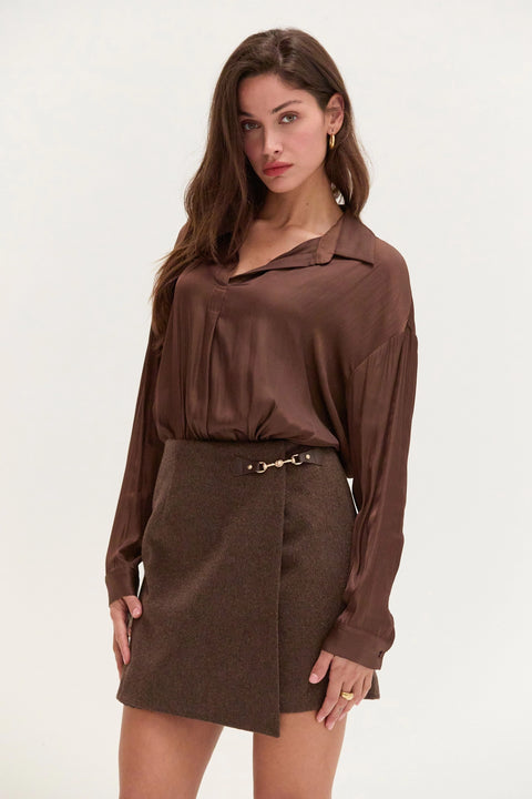 Jamey Wool Blend Mini Wrap Skirt